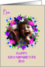 For Nan on Grandparents Day With Floral Custom Photo Frame card