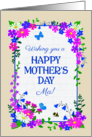 For Ma on Mothers Day with Pretty Pink and Blue Floral Border card