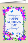 For Mommy on Mothers Day with Pretty Pink and Blue Floral Border card