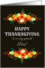 For Son Happy Thanksgiving with Flowers in Bright Fall Colors card