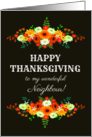 For Neighbour Happy Thanksgiving Flowers in Bright Fall Colors card