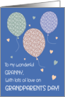 For Granny Pretty Grandparents Day Hearts and Balloons on Blue card