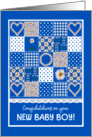 New Baby Boy Congratulations with Faux Patchwork and Lace Design card