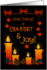 Christmas Glad Tidings with Candles Bows Hearts and Stars card