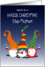 For Step Mother Hygge Christmas Wishes With Three Cute Gnomes card