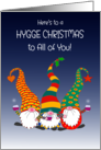Hygge Christmas Wishes to All of You With Three Cute Gnomes card