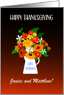 Custom Name Thanksgiving Wishes With Bouquet of Flowers card