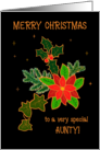 For Aunty Merry Christmas With Poinsettia and Holly card