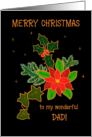 For Dad Merry Christmas With Poinsettia and Holly card