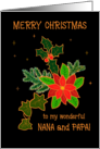 For Nana and Papa Merry Christmas With Poinsettia and Holly card