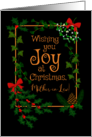 For Mother in Law Christmas Joy with Holly and Mistletoe card