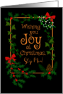 For Step Mum Christmas Joy with Holly and Mistletoe card