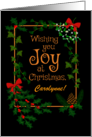 Custom Name Christmas Joy with Holly and Mistletoe card