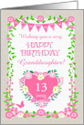 Custom Age for Granddaughter With Bunting and Pink Flowers card