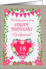 Custom Age For Girlfriend With Bunting and Pink Flowers card