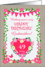 Custom Age For Godmother With Bunting and Pink Flowers card