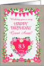 Custom Age For Great Aunt With Bunting and Pink Flowers card