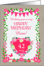 Custom Age For Mother With Bunting and Pink Flowers card
