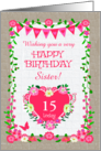 Custom Age For Sister With Bunting and Pink Flowers card