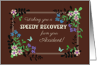Get Well from Accident Floral Border on Mocha Background card