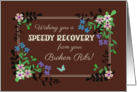 Get Well from Broken Ribs with Floral Border on Mocha Background card