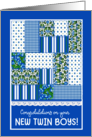 New Twin Boys Congratulations with Faux Patchwork and Lace Design card
