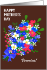 Custom Name on Mother’s Day with Floral Bouquet on Mocha card
