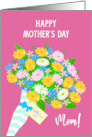 For Mom on Mother’s Day Bouquet of Flowers on Pink card