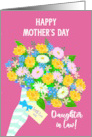 For Daughter in Law on Mother’s Day Bouquet of Flowers on Pink card
