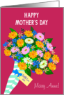 Custom Name Mother’s Day Greeting Bouquet of Flowers on Pink card