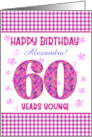 Custom Name Pretty Pink Floral 60th Birthday card