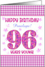 Custom Name Pretty Pink Floral 96th Birthday card