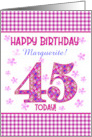 Custom Name Pretty Pink Floral 45th Birthday card