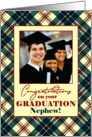 For Nephew Add a Photo Graduation Congratulations Plaid Border card