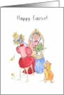 Easter Bonnet Fun Greeting with Cat Blank Inside card