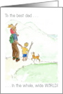 For Dad on Father’s Day Hiking in the Mountains with Children and Dog card