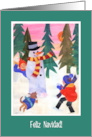 Christmas Greeting in Spanish with Snowman Blank Inside card