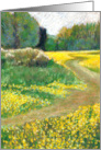 Greetings with Painting of Fields of Buttercups card