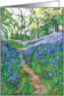 Birthday Sunny Bluebell Wood Fine Art Oil Pastel Painting card