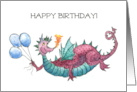 Birthday with Fun Dragon and Balloons card