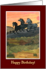 Horselover’s Birthday with Galloping Ponies at Sunset card