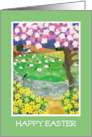 Easter Greetings with Spring Landscape and Sheep card