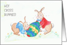 Fun Easter Greeting With Cute Easter Bunnies with Easter Egg card