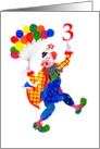 3rd Birthday with Jolly Clown Dancing with Balloons card