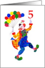 5th Birthday with Jolly Clown Dancing with Balloons card