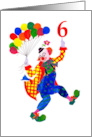 6th Birthday with Jolly Clown Dancing with Balloons card