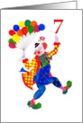 7th Birthday with Jolly Clown Dancing with Balloons card