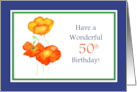 50th Birthday Orange Icelandic Poppies Blank Inside card