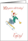 10th Birthday for Teens and Tweens with Boy Skateboarding card