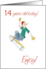 14th Birthday for Teens and Tweens with Boy Skateboarding card